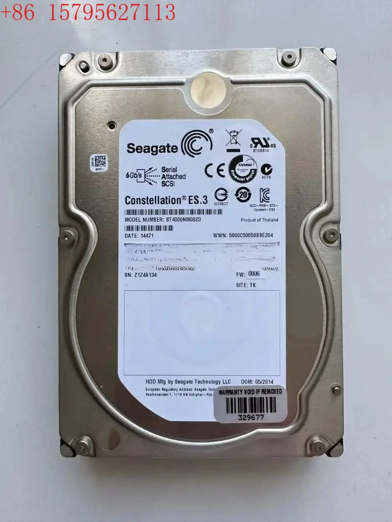 

Для Seagate ES.3 ST4000NM0023 Жесткий диск SAS 4 ТБ, 7,2 тыс. об/мин, 6 Гбит/с, 128 МБ, 3,5 дюйма