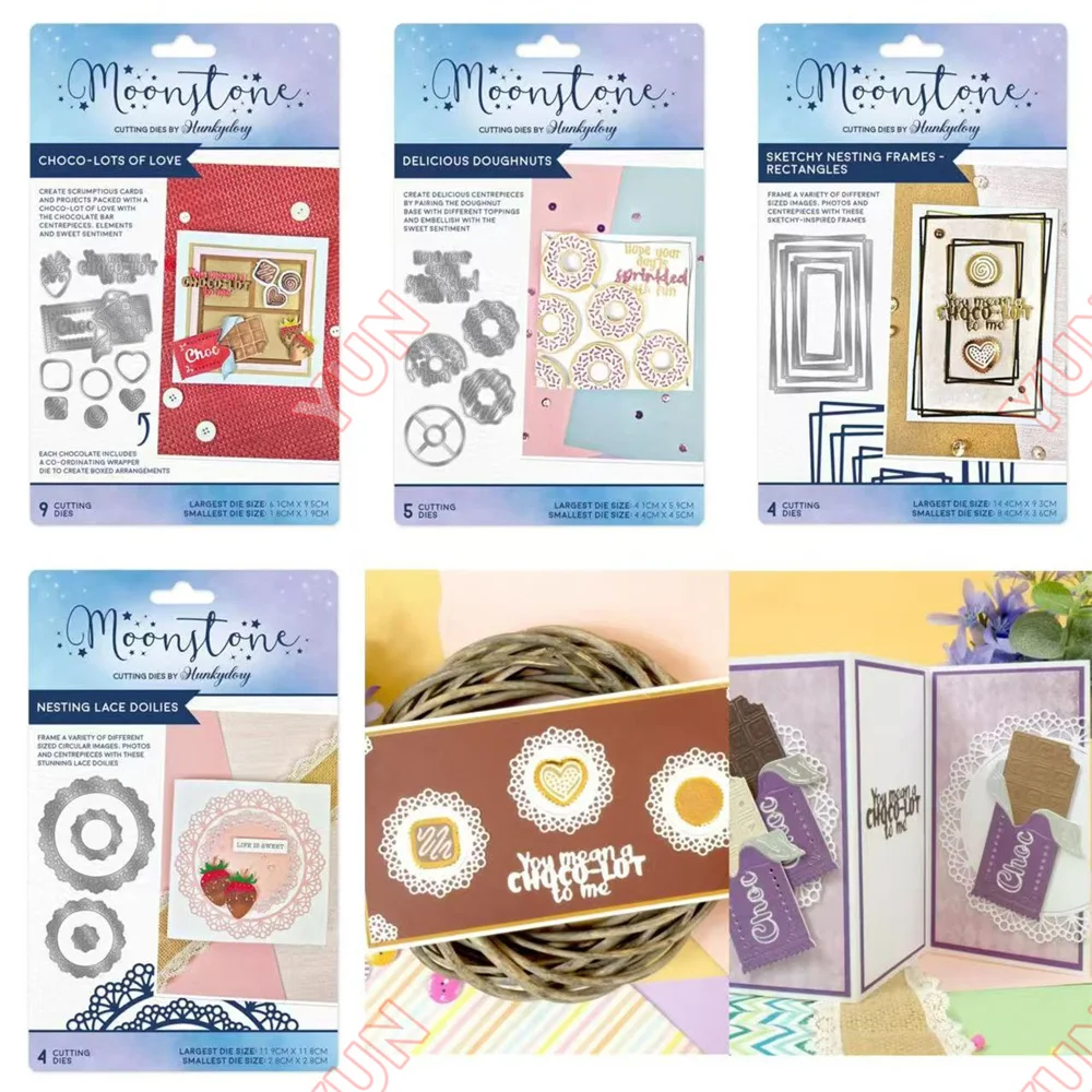 

2025 New Metal Cutting Dies Rectangles Nesting Lace Doilies Choco-Lots of Love Die Cuts Molds DIY Scrapbooking Diary Card Craft