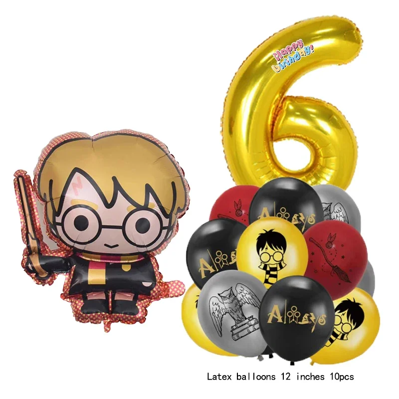 12-teiliges Set Folienballons Nummer 0-9 Zauberer-Cartoon Globos Magisches Harry-Potter-Thema Geburtstagsparty Aluminiumfolie Deko-Zubehör – Detail 7