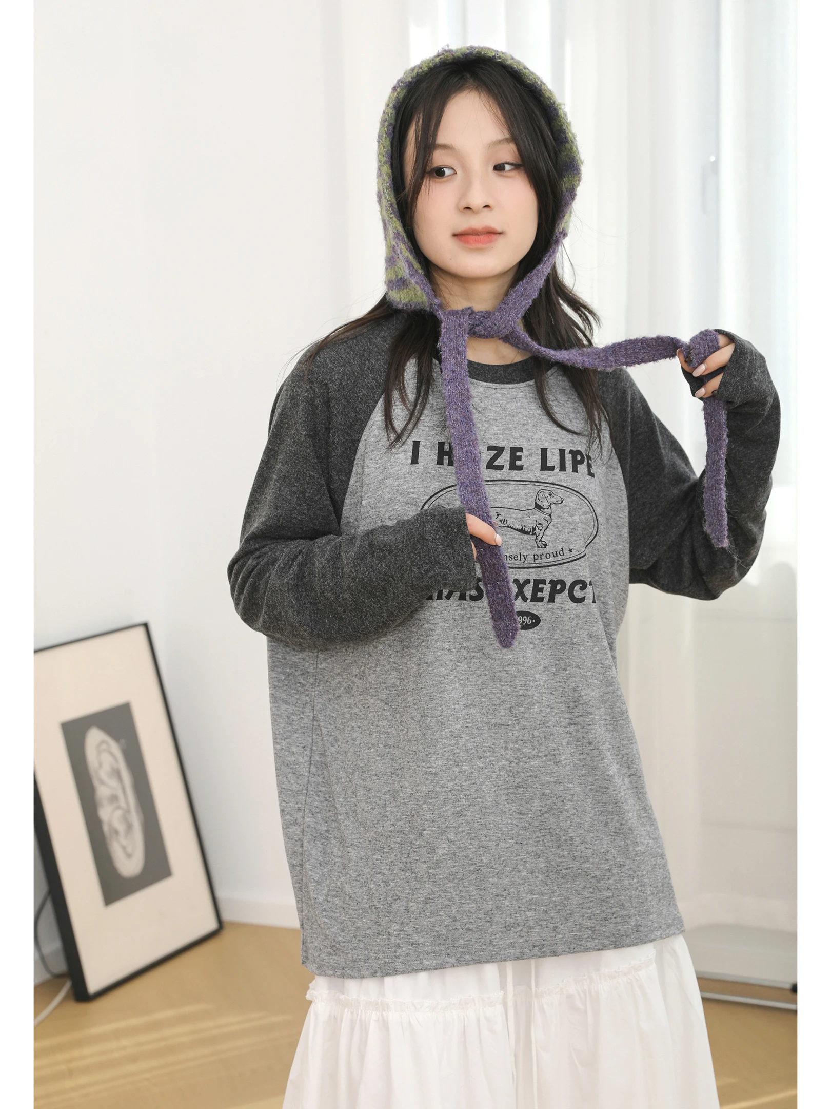 

Новая осенняя женская футболка Sanmu в американском ретро-стиле с буквенным принтом, свободного кроя, с длинным рукавом, базовая