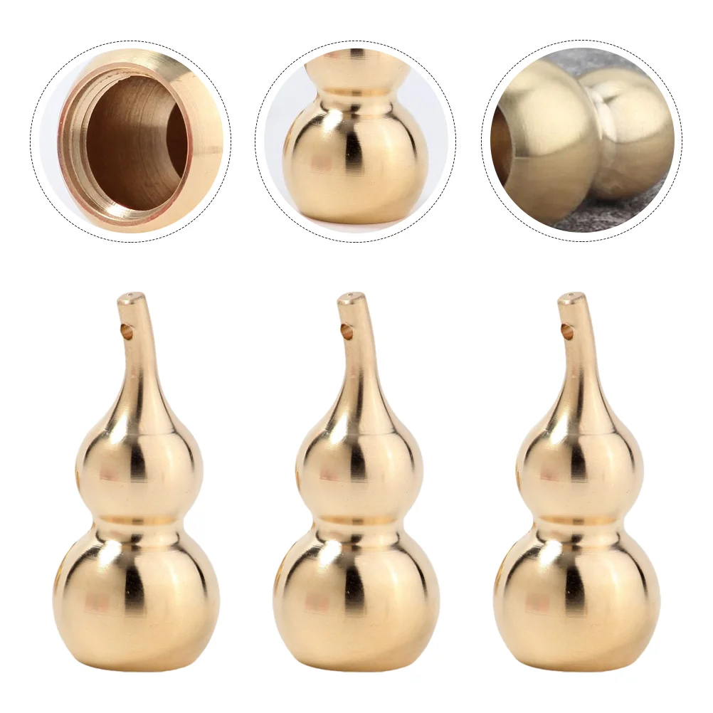 

5 PCS Copper Gourd Pendants Keychain Charms Brass Accessories Thick Texture Sturdy Simple Shape Fade Resistant