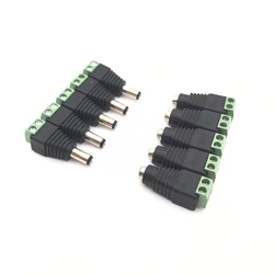 DC 12V Male Female Connectors 2.1*5.5mm Power Plug Adapter Jacks Sockets Connector For Signal Color LED Strip CCTV Camera