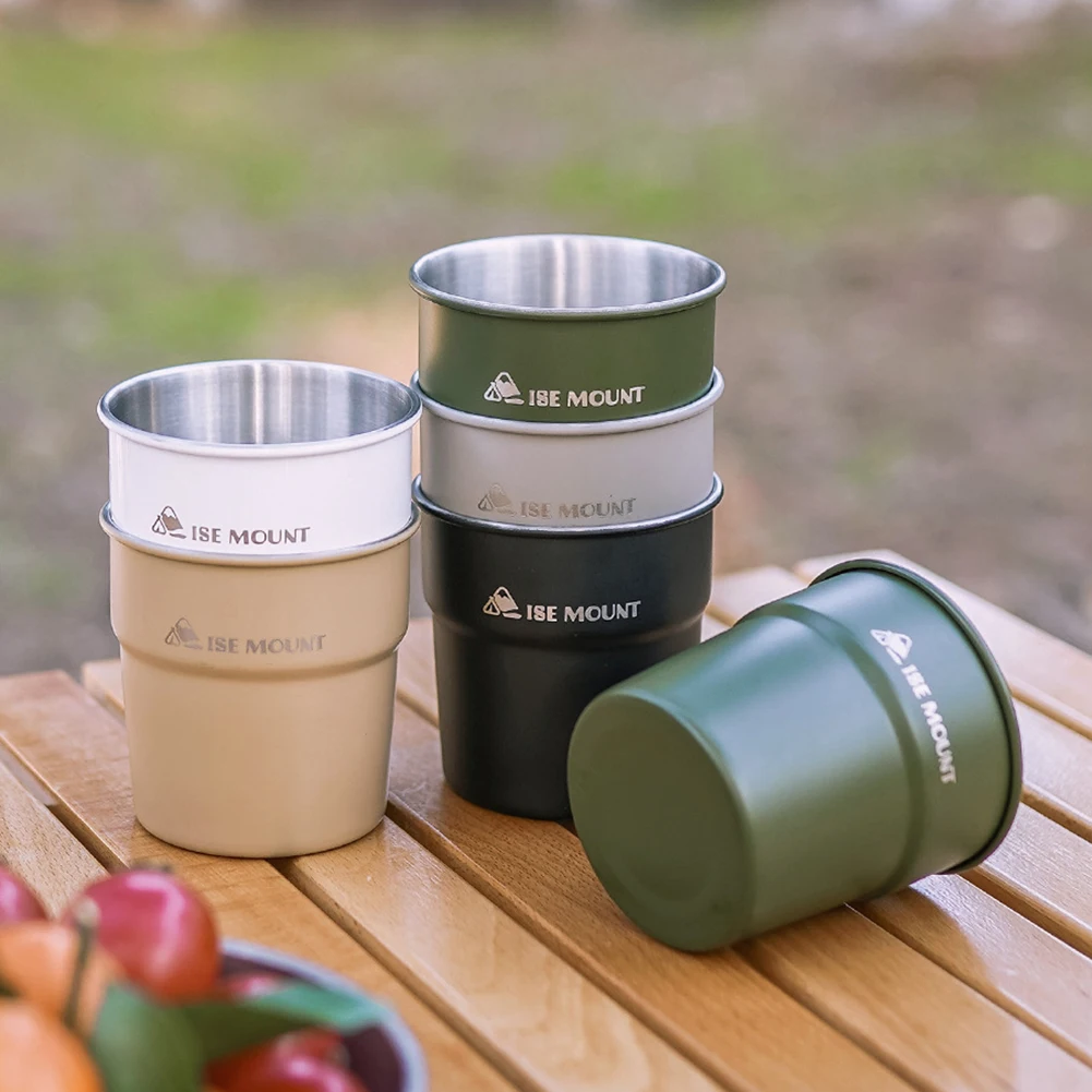300ML Beer Wine Cups Stackable Camping Cup Coffee Cup Stainless Steel Lightweight for Indoor Outdoor Travel