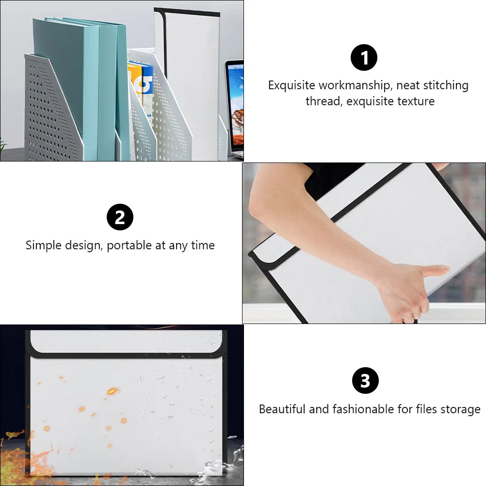 

Fireproof Waterproof Document Storage Bag Heavy Duty Safety File Organizer for Office Home Legal Records Emergency Kit Files Bag