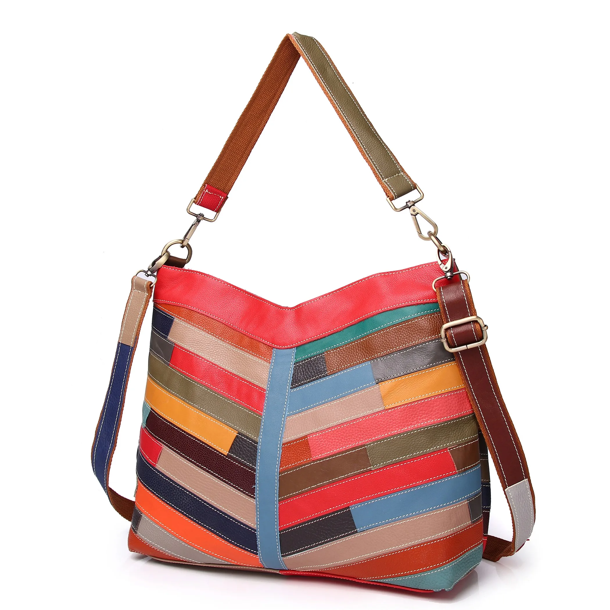 New  Soft Cowhide Tote Bag Patchwork Leather Dumpling Shape Large Capacity Commuter Women's Bag Casual Versatile Shoulder...