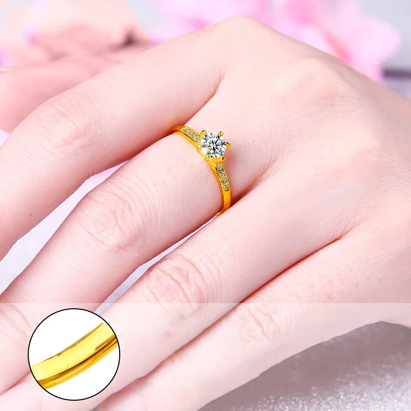 24K Pure Gold Ring Real AU 999 Solid Gold Rings Elegant Shiny Heart Beautiful Upscale Trendy Classic Jewelry Hot Sell New 2023