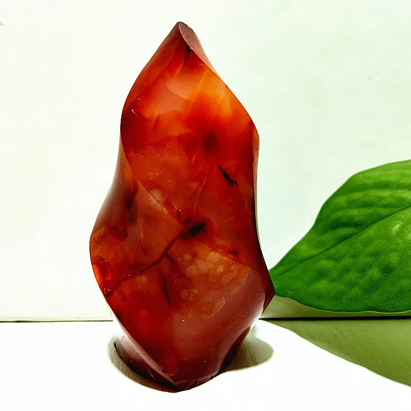 Natural Stone Red Agate Flame Crystal Lce Cream Torch Spiritual Energy Healing Feng Shui Crystal Room Decoration