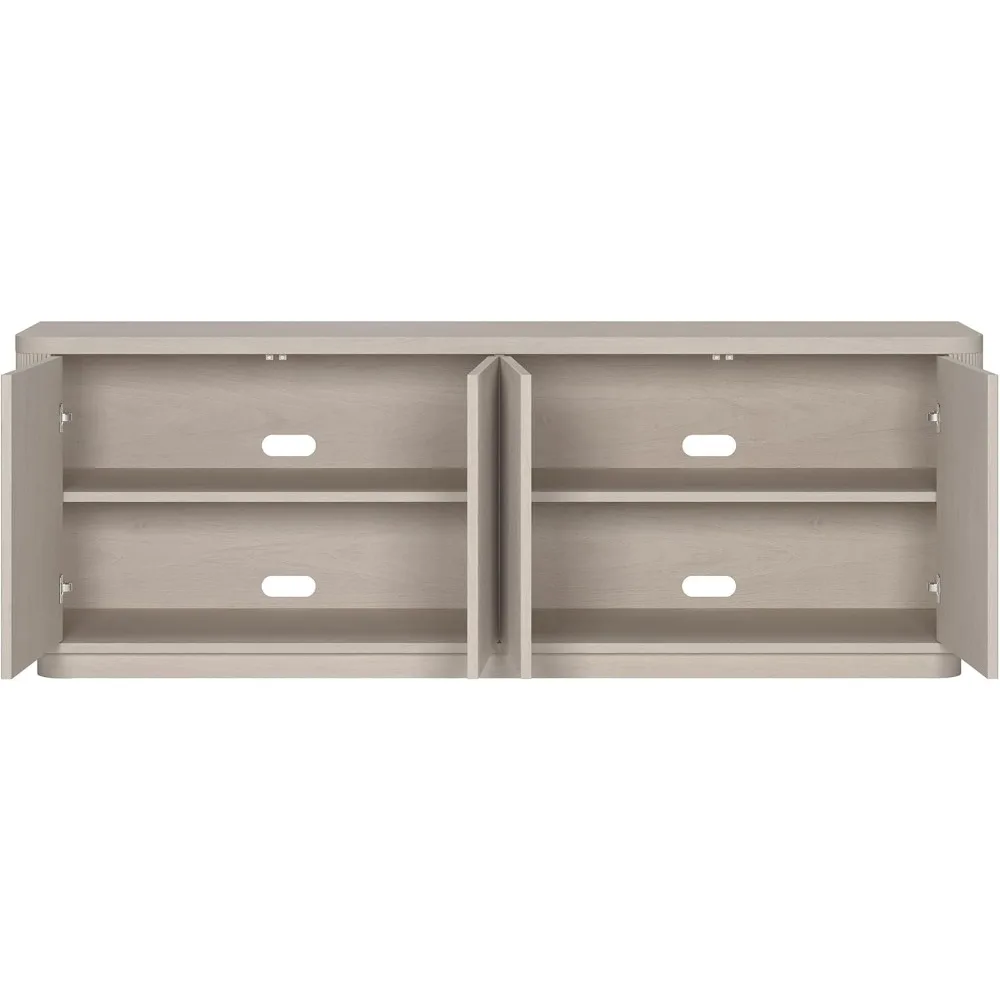 حامل تلفزيون مستطيل من خشب الزان الأبيض لأجهزة التلفاز مقاس 75 بوصة - مثالي للمنزل وغرفة المعيشة وغرفة النوم والترفيه والمساحات المكتبية