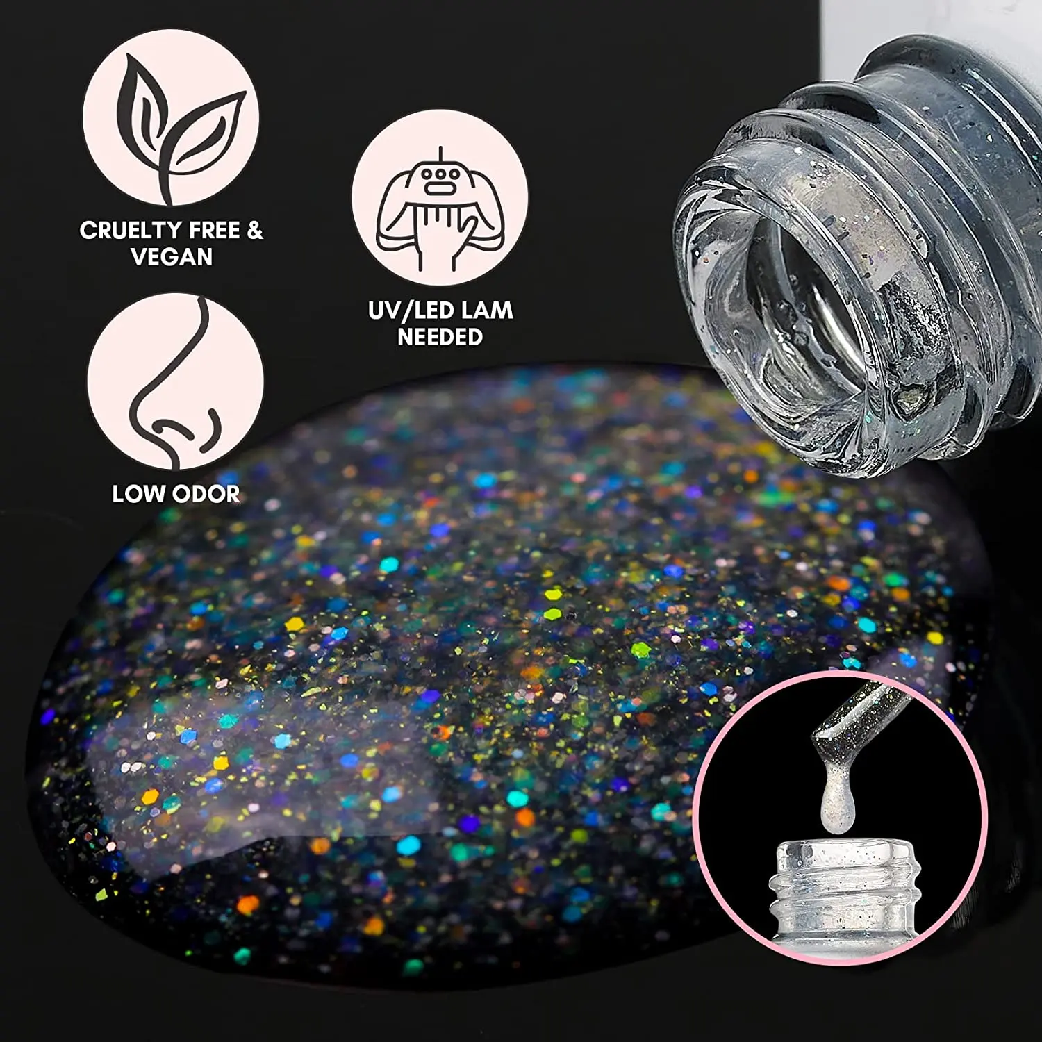 Makartt Glitter Top Coat 10ML, High Gloss Shiny Long Lasting Top Gel for Clear Nail Gel and Acrylic Nails  DIY Supplies