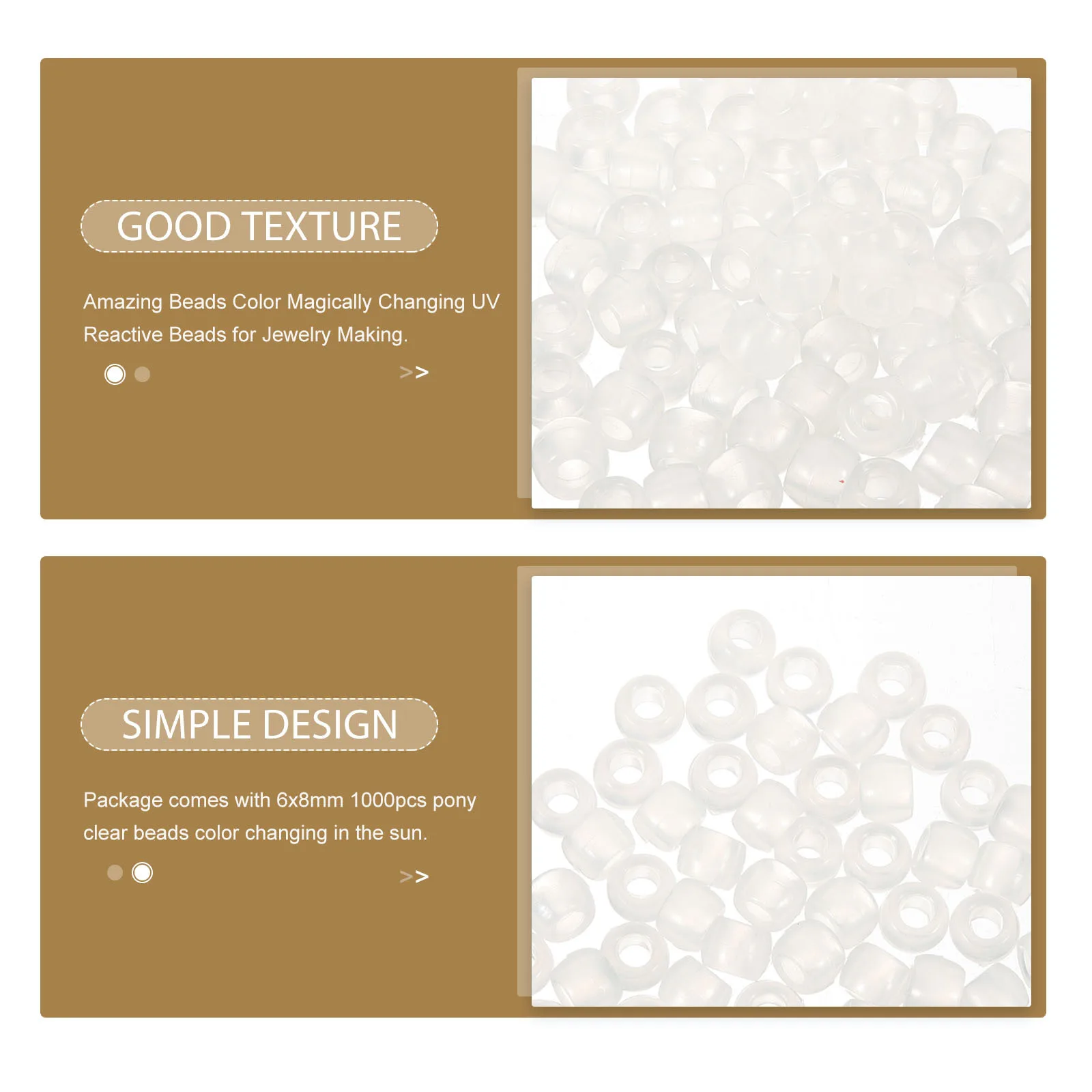 

1000Pack Uv Reactive Clear Plastic Beads 6x8mm Multicolor Color Changing for DIY Jewelry Making Bracelets Necklaces