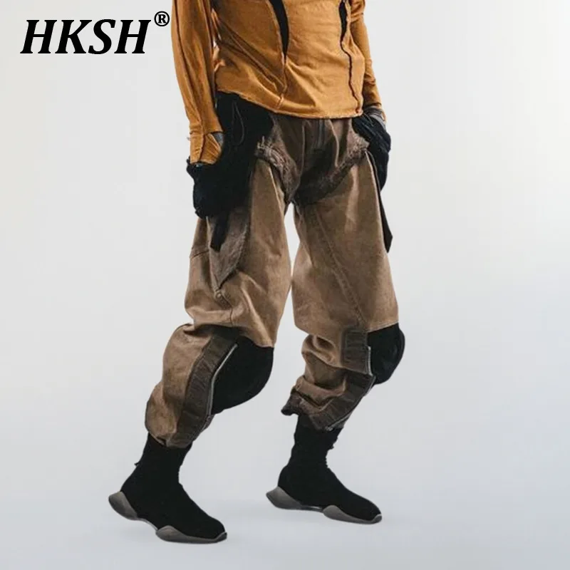 HKSH Autumn Winter Men's Tide Punk Dark Multi Form Conversion Low End Layered Spliced Waste Soil Safari Style Cargo Pants HK3335