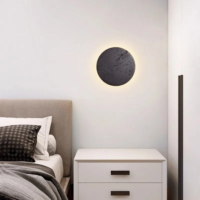 مصباح حائط إيطالي بسيط من الترافرتين الأسود، شمعدان أسود إبداعي لغرفة النوم وغرفة المعيشة وتناول الطعام وديكور الدرج #3