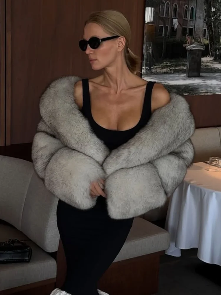 

Женское элегантное утолщенное двустороннее шерстяное пальто с лацканами и длинными рукавами, однотонное пальто из искусственного меха, женская верхняя одежда для вечеринок