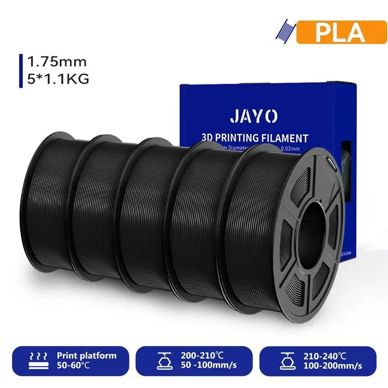 Top 3D PETG/PLA/PLA+ Filament 1.75mm +/-0.02mm PLA Filament 5 Rolls For Bambu FDM 3D Printer Neatly Wound 3D Printing Material