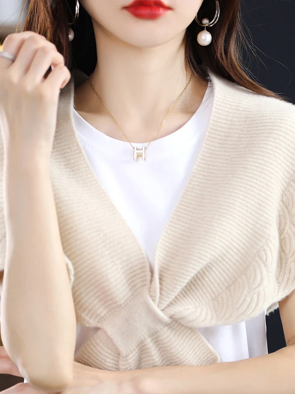 Pure Wool Knitted Shoulder Wrap Women's High Neck Protection Fish Tail Style Autumn Winter New Sweet Japanese Style Scarf