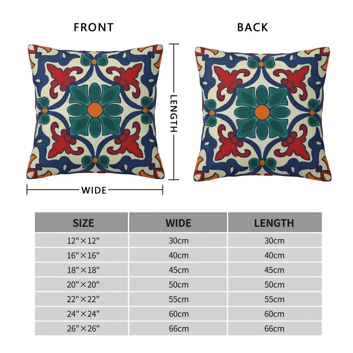Baroque Mexican Tile Ceramic Square Pillowcase Polyester Linen Velvet Printed Zip Decorative Throw Pillow Case Car Cushion Cover