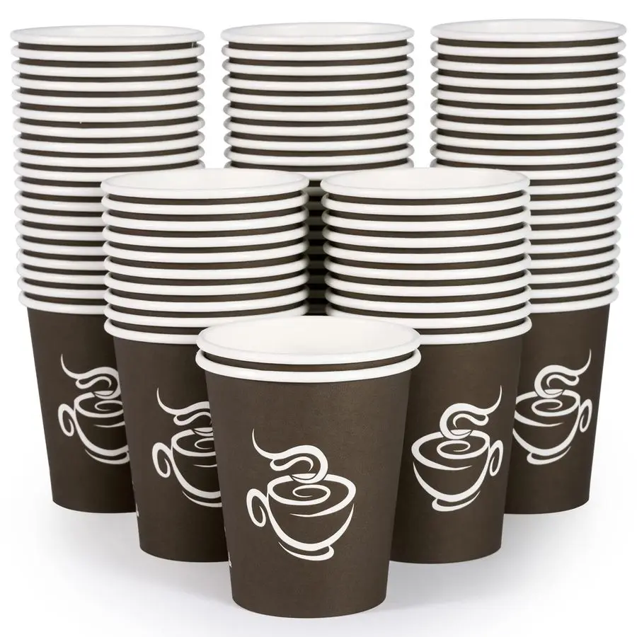 

400 Pack 8 oz Paper Cups, Brown Disposable Hot Coffee Cups for Party, Picnic, Travel, and Events