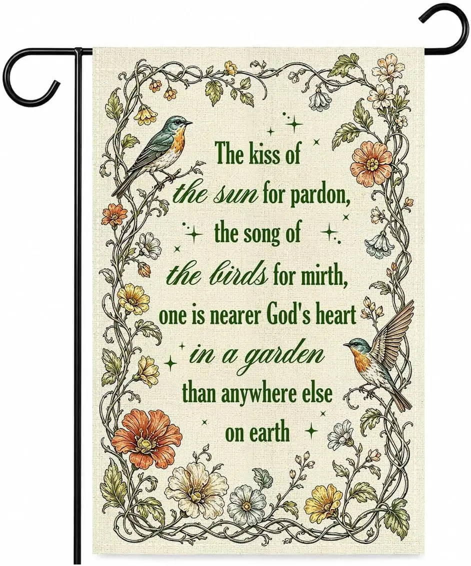 The Kiss of The Sun Hummingbird Floral Garden Flag Double Sided 12x18 In | Green Poem Garden Flag Decor for House Outdoor Po llp