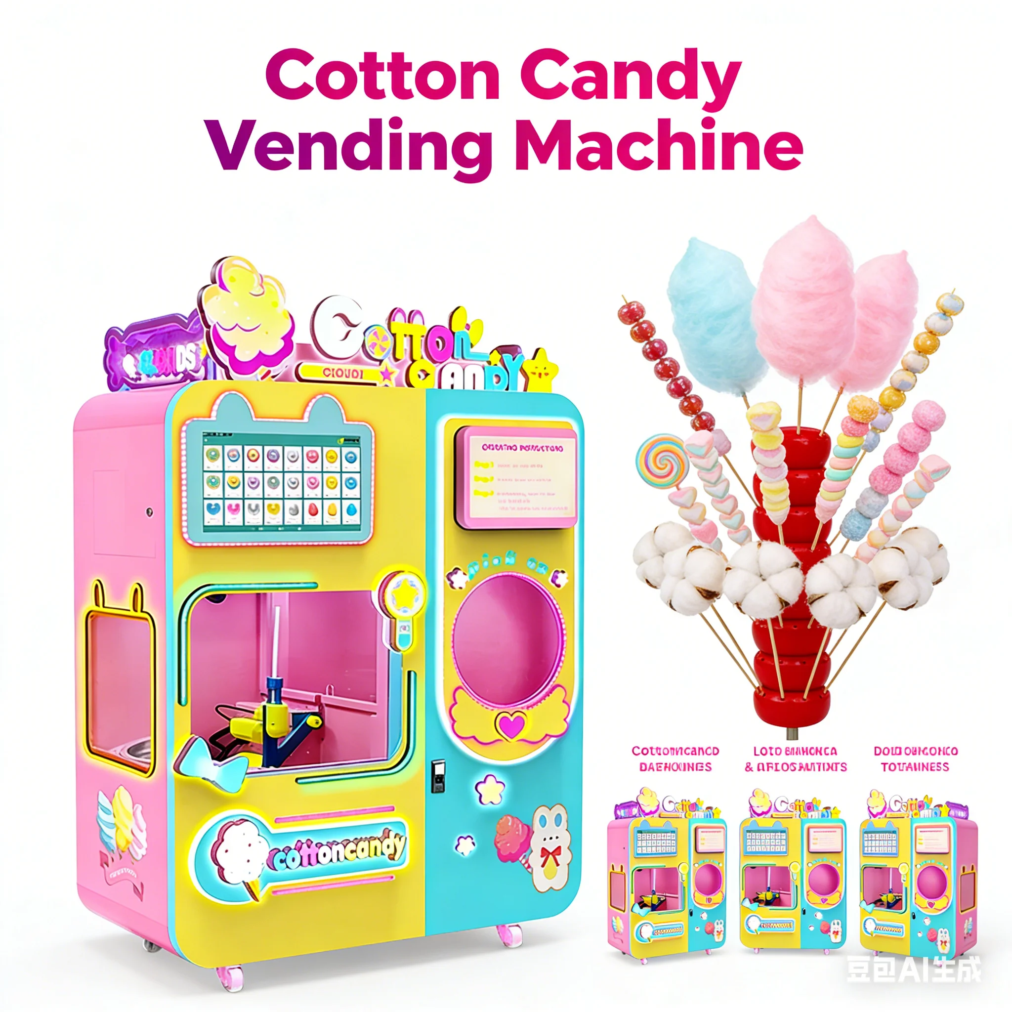 Customized Commercial Cotton Candy Machine Electric Cotton Candy Machine With Cart 1000W Chinese Cotton Candy Machine