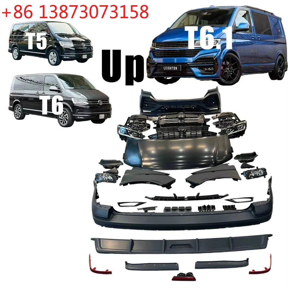 VW MULTIVAN T5 T6 up T6.1 FACELIST BODY KIT Front Rear Bumper Car Grille Fender Headlight for Volkswagen TRANSPOTTER Accessories