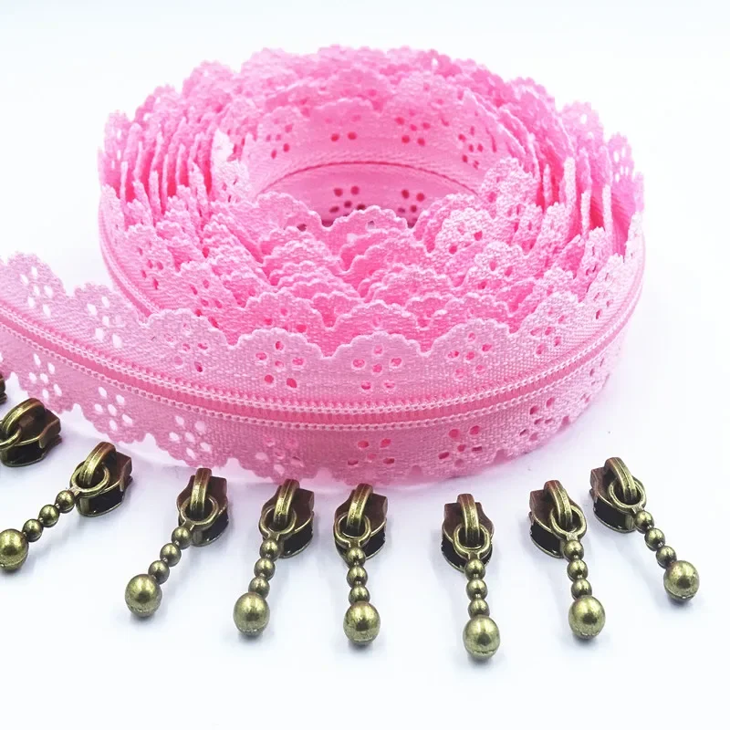 1M 2 Zipper Puller 3# 20 Color Nylon Lace Six Hole Zipper Used For Sewing And Skirt Clothing Accessories