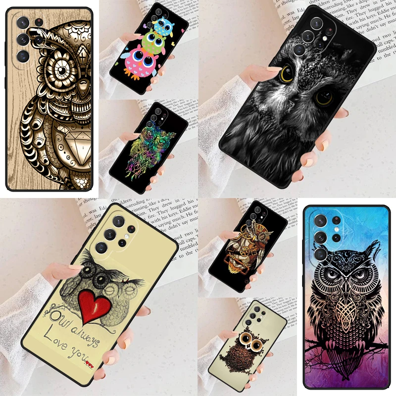 Owl bird clockwork pretty steampunk Phone Case For Samsung Galaxy S24 S23 S22 S21 Ultra S10 Note 10 Pro S20 Plus FE S9 S8 Cover