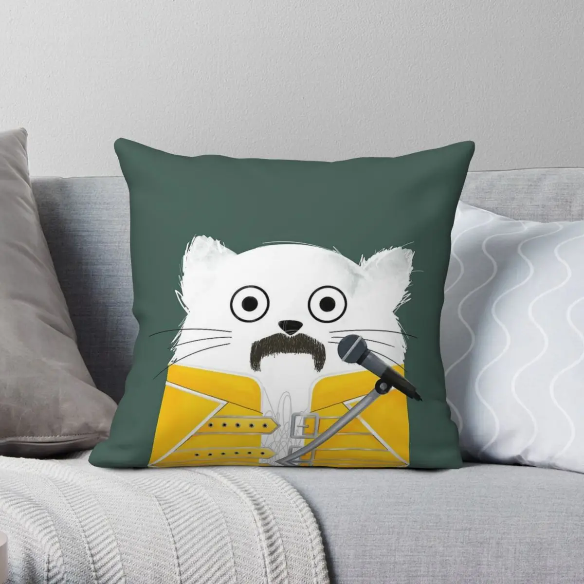 Cat Freddie Mercury Square Pillowcase Polyester Linen Velvet Printed Zip Decor Pillow Case Home Cushion Cover Wholesale