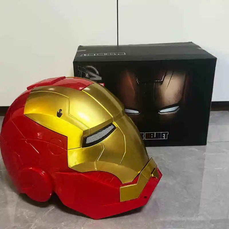 En Stock Los vengadores de Marvel casco de Iron Man modelo adulto niño Cosplay 1:1 luz Led máscara de Ironman figuras de acción de juguete regalo para niños