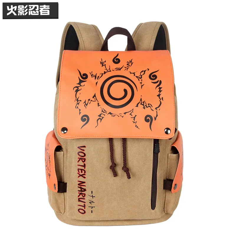 Naruto Naruto Anime Peripheral Cartoon Print Student School Bag Boys Write Wheel Eye Personality Canvas PU Leather Backpack