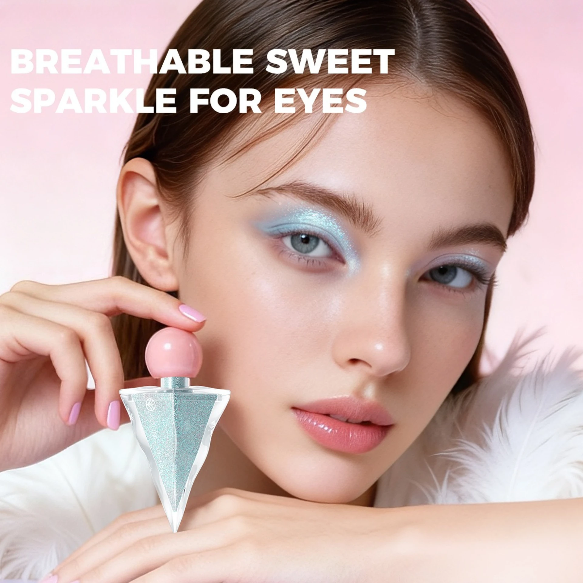 Triangular liquid eyeshadow pearlescent light clear and shiny enhance complexion natural beauty and beautiful makeup