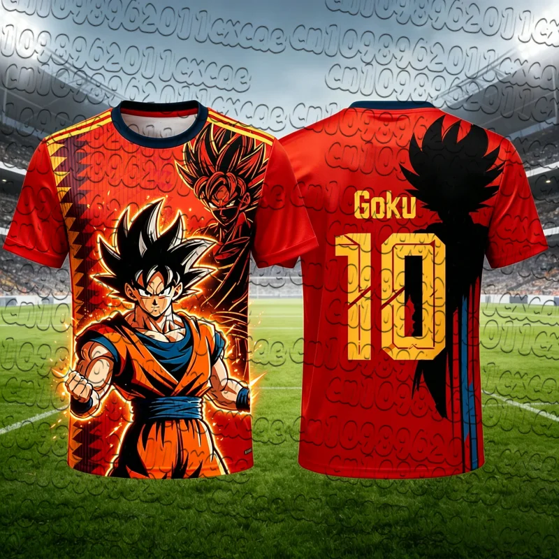 Summer Retro Dragon Ball Comic Quick Dry Short Sleeve Double Goku Print GOKU No.10 Jersey Unisex Round Neck Sports T Shirt