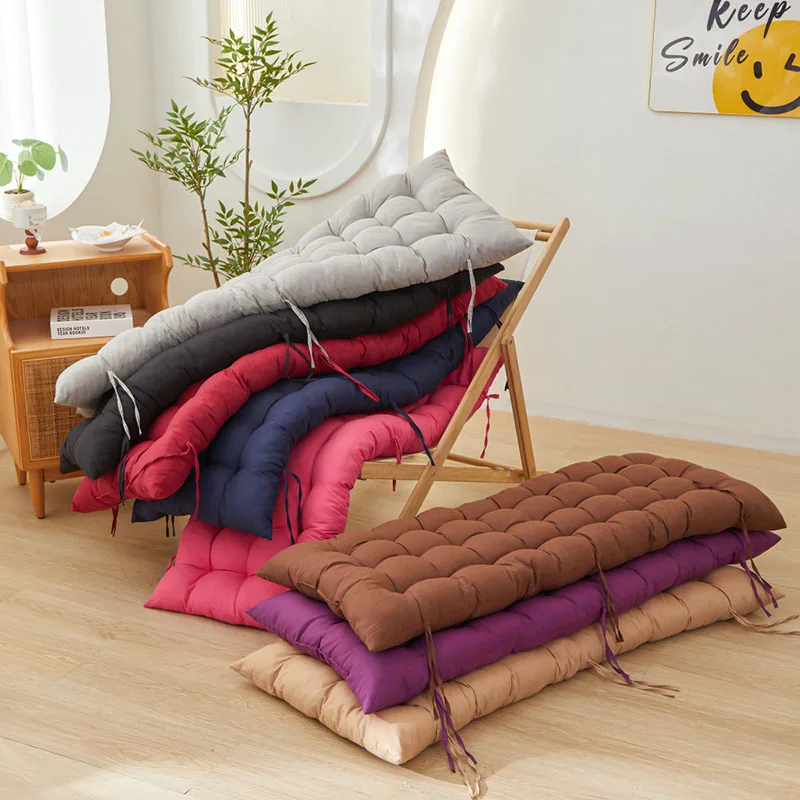 Solid Extended Large Chair Cushion with Strap Thick Cozy Seat Pad for Napping Balcony Living Room Office Sedentary Artifact