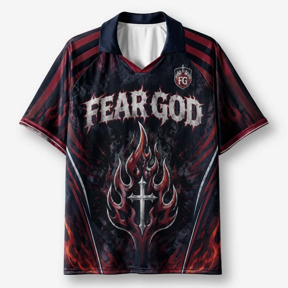 2026 New Lapel Polo Short Sleeved Shirt Retro Christian Cross Religious Pattern Printed T-shirt Fitness Training T-shirt