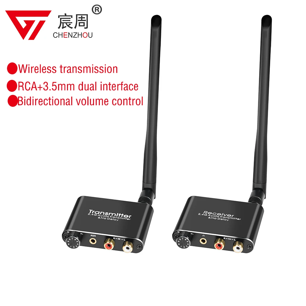 

Wireless Audio Transmitter And Receiver 50M 2.4G Wireless Audio Adapter With 3.5mm R/L RCA For Set TV Box DVD TV Computer CD PC