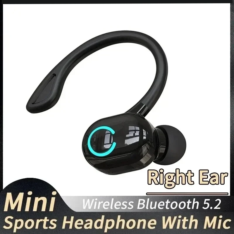 Bluetooth 5.2 Business Wireless Headphone Ear-Hook Mini HIFI Bass Noise Cancelling Earphone With Mic Earbuds Sport Game Headset