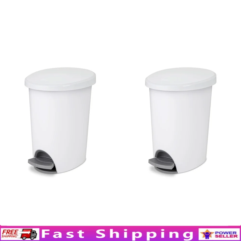 

Смесительный бак на 2 шт., 6 галлонов, белый овальный дизайн, корзина для мусора без рук со съемным вкладышем, идеальная ванная комната, кухня, спальня