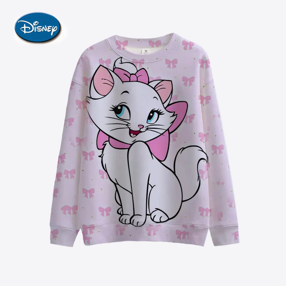 

Merry Christmas Disney Mary Cat Autumn Harajuku Round Neck Casual Women's Long Sleeve Sportswear Women's Top Y2K