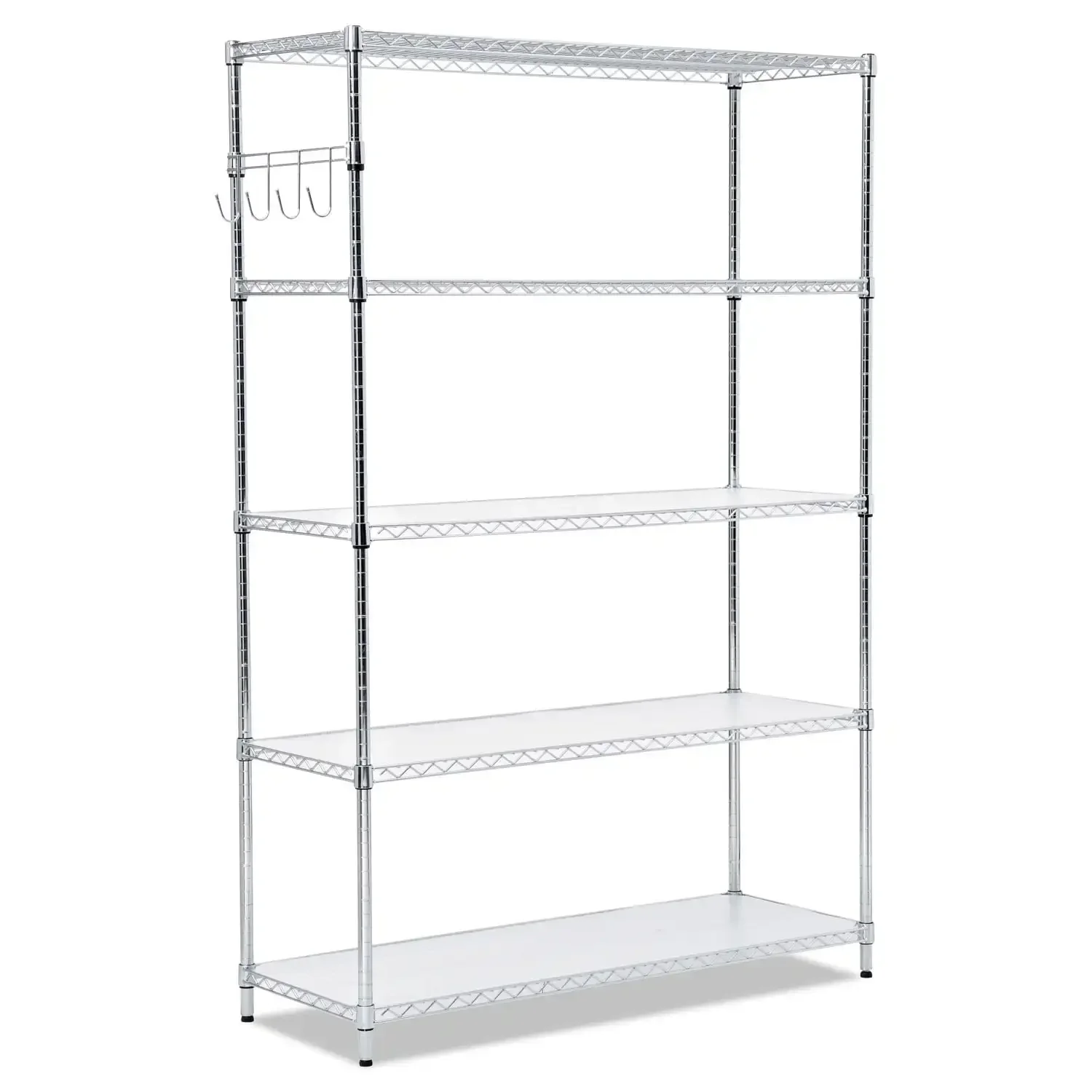 5-Shelf Wire Shelving Kit with Casters and Shelf Liners, 48w x 18d x 72h, Silver