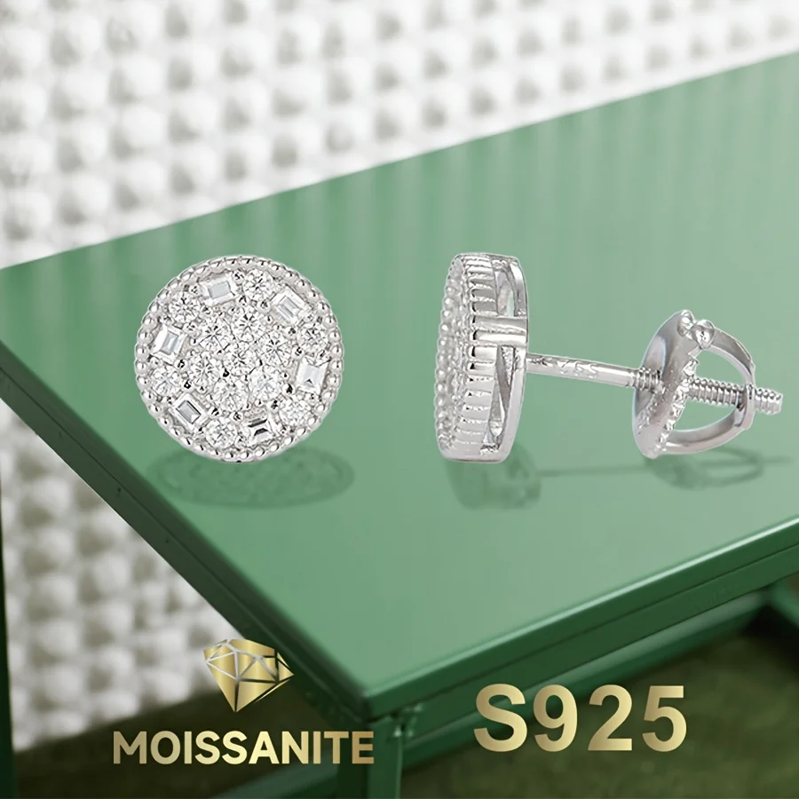 

Round Stud Earrings Moissanite Earring for Women Elegant Woman's Jewelry Fashion Jewelry