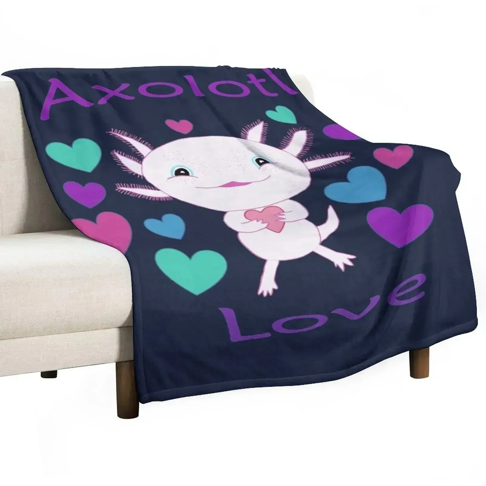 Axolotl, Axolotl Dark Blue Background, Axolotl Love, Adorable Axolotl, Cute Axolotl, Adorable Salamander, Cute Sal Throw Blanket