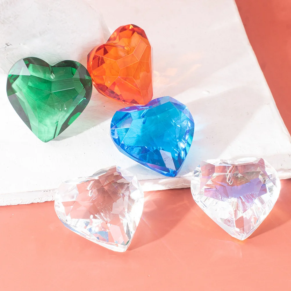 

5 Pcs Heart Pendant Hanging Crystals for Decoration Ornament Ornaments Christmas Tree Decorations Shape Shaped Ball Prism