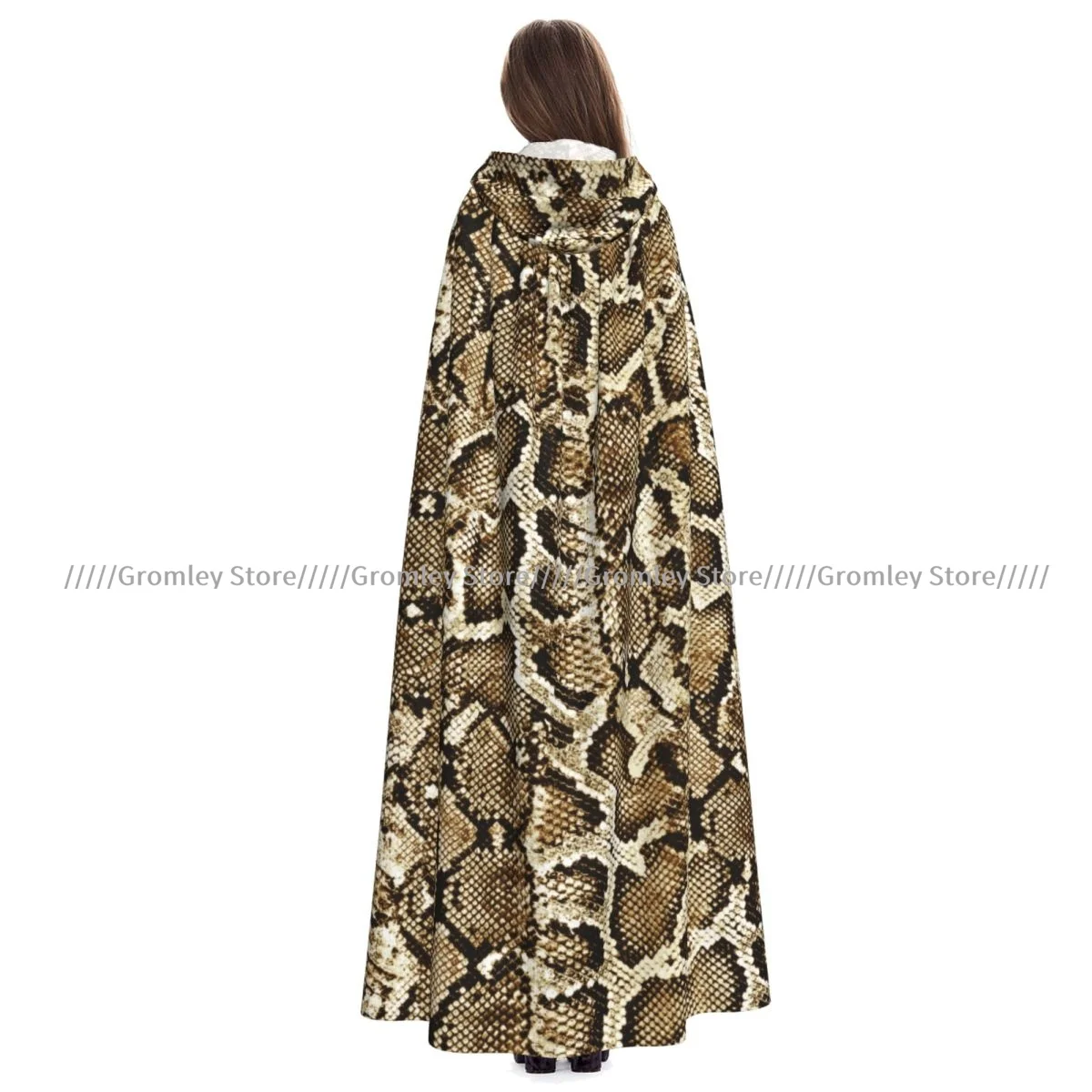 

Medieval Halloween Cosplay Cloak Hooded Coat Snake Pattern Cape Coat Long Trench Costume Wizard Cloak