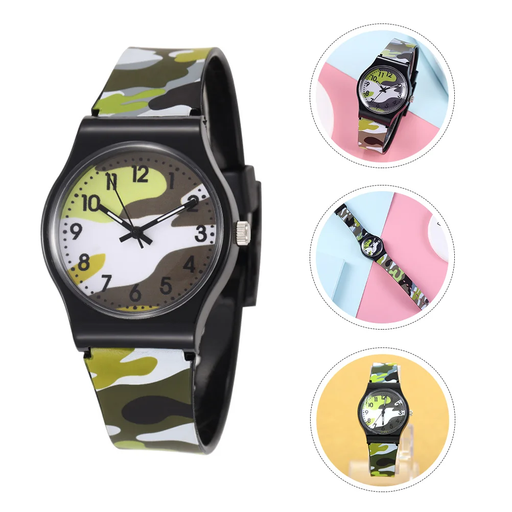 1 reloj con diseño de dibujos animados, camuflaje, resistente al agua, duradero, ajustable, regalo para deportes al aire libre, reloj resistente al agua