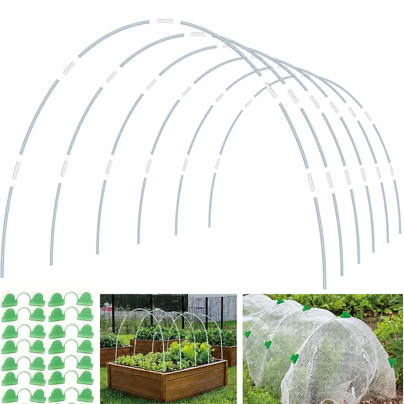 25/50 Garden Rings, Designed Specifically for Elevated Flower Beds and Planting Shelters, Using a 43inch Wide Tunnel Greenhouse Frame. These Rust-Resistant Fiberglass Support Rings Feature a Double-Layer Design and Include 16/32 Clips and 20/40 Connectors view 2