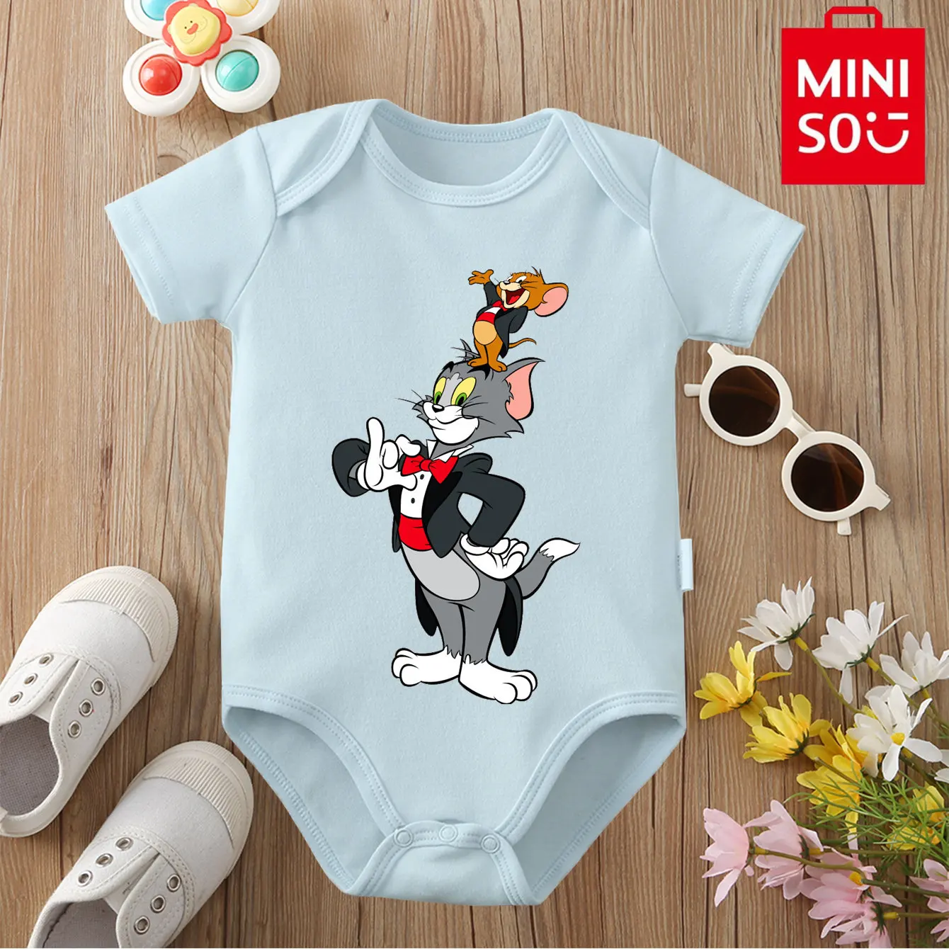 

MINISO Gentleman Tom 100% Cotton Bodysuit Soft Baby Cloths Best Gift for Baby Onesie Jumpsuit for 0 To 12 Months Cute Newborn