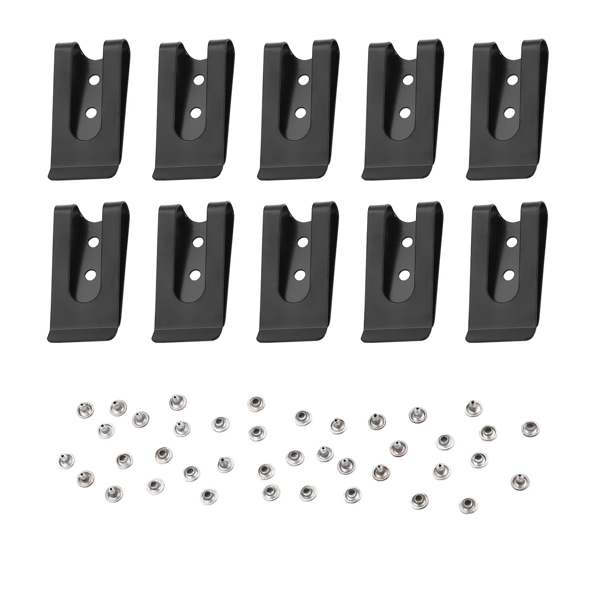 10Pcs 56X25mm Double Holes Metal Spring Belt Sheath Clip Clasp Buckles Accessories with 8mm Cap Studs Screws