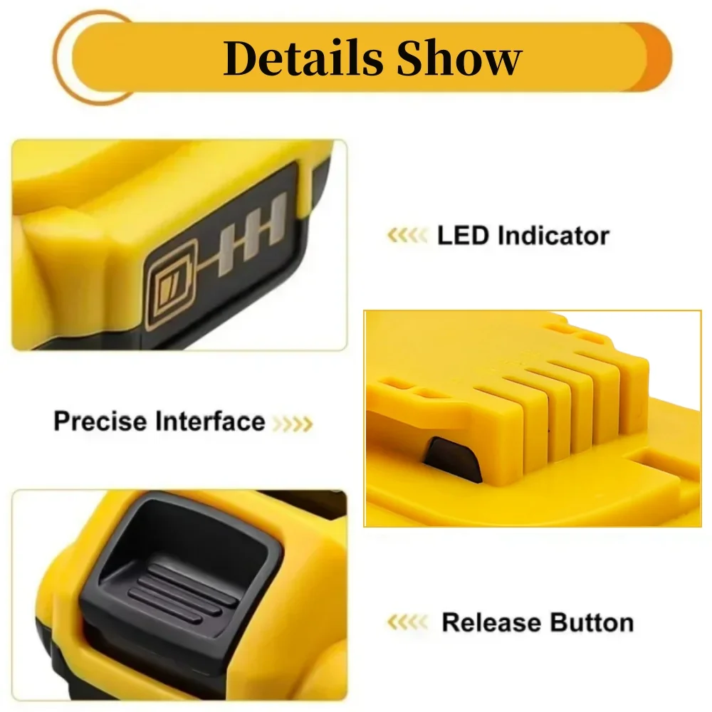 DEWALT 18V 3.0Ah Rechargeable Battery Compatible with DCB200 DCB201 DCB206 Tool Replacement 18V 3AH 20V