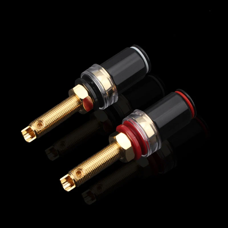 Banhado a ouro Banana Plug Connector, HiFi Speaker Binding Post, amplificador, AMP de áudio, Terminal soquete fêmea, 2 pcs