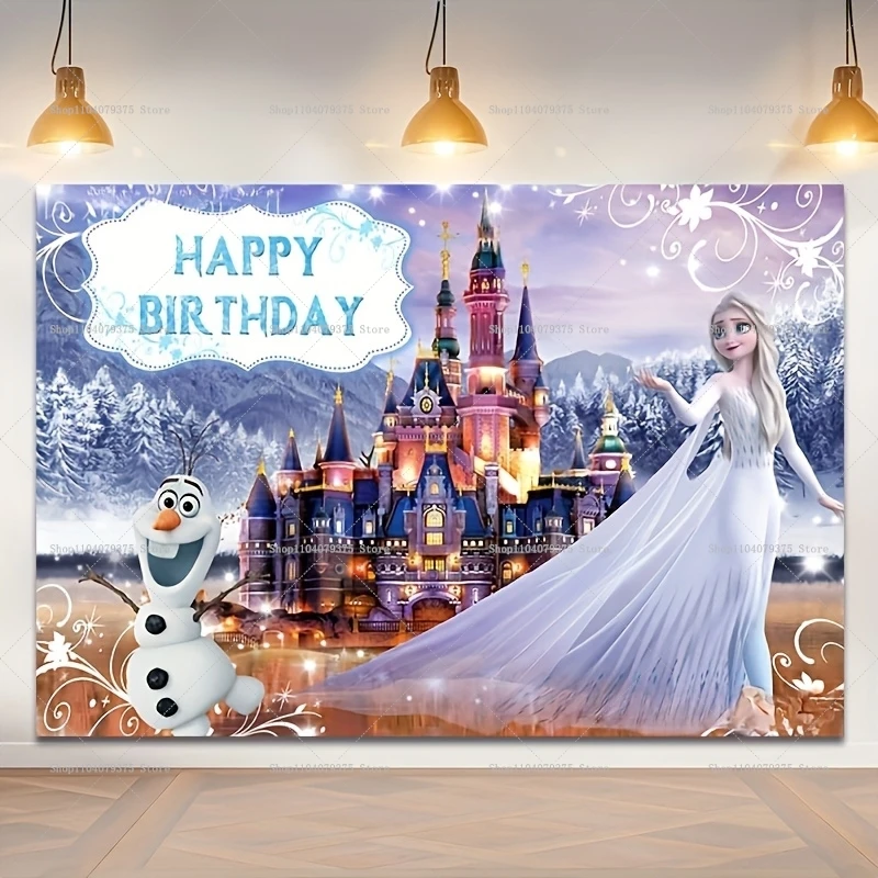 Disney Frozen Princess Elsa sfondo 1pc Vinyl Wall Decor adatto per la festa di compleanno e la fotografia foto Baby Shower