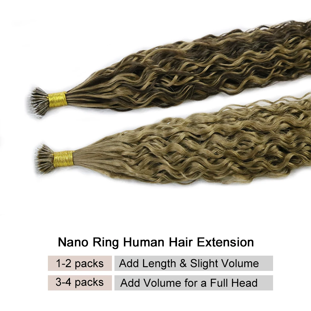 Natural Wave Micro Link Hair Extensions Human Hair for Women 1g/pc 50pcs Nano Ring Human Hair Extension 100% Human Remy Hair 613